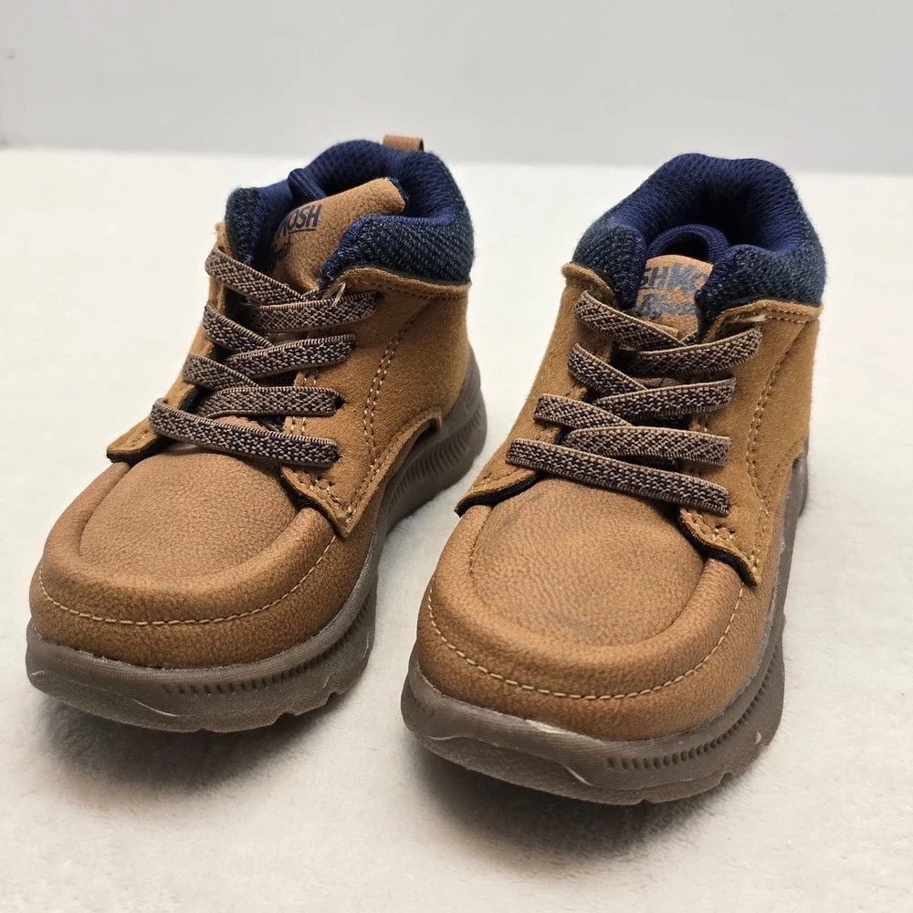 OshKosh Bgosh Doom Toddler Boys Lace Up Moc Toe Sneakers Brown Navy Size 6M